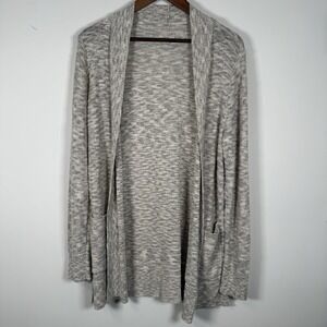 Loft Women's Sweater Open Knit Cardigan Grey Weathered Size Large Long Sleeve